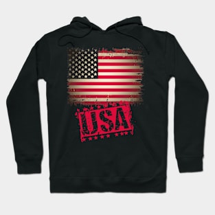 Patriotic USA American Flag Distressed Design Hoodie